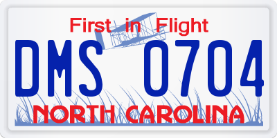 NC license plate DMS0704