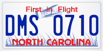 NC license plate DMS0710