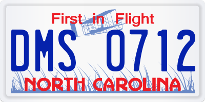 NC license plate DMS0712