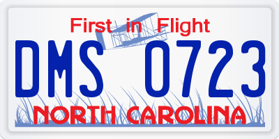 NC license plate DMS0723