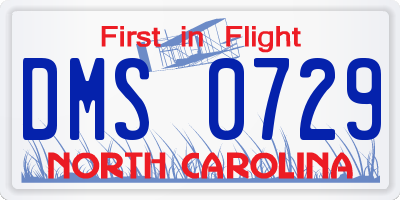 NC license plate DMS0729