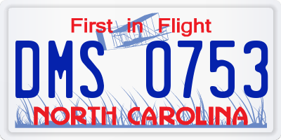 NC license plate DMS0753