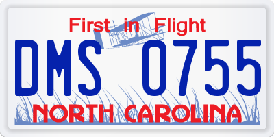 NC license plate DMS0755