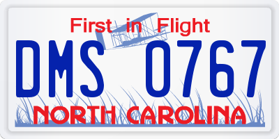NC license plate DMS0767