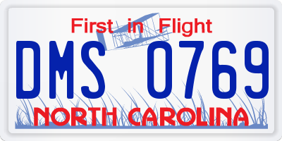NC license plate DMS0769