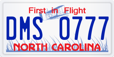 NC license plate DMS0777