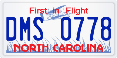 NC license plate DMS0778
