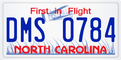 NC license plate DMS0784