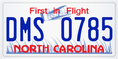 NC license plate DMS0785