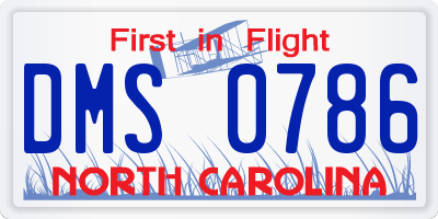 NC license plate DMS0786