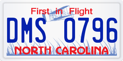 NC license plate DMS0796