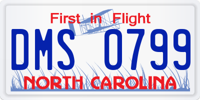 NC license plate DMS0799