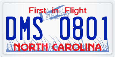 NC license plate DMS0801