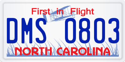 NC license plate DMS0803