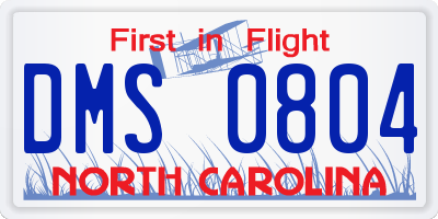 NC license plate DMS0804