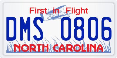 NC license plate DMS0806