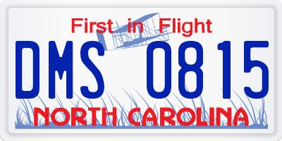 NC license plate DMS0815