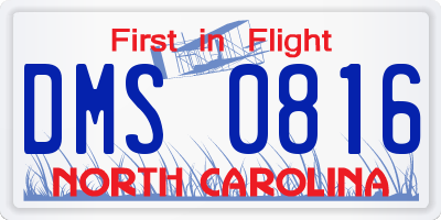 NC license plate DMS0816