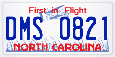 NC license plate DMS0821