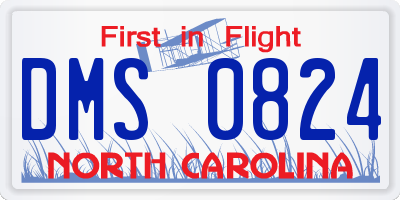 NC license plate DMS0824