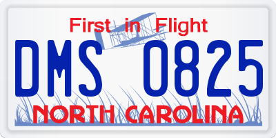 NC license plate DMS0825