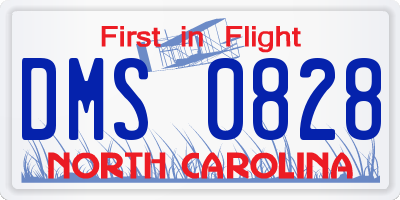 NC license plate DMS0828