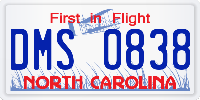 NC license plate DMS0838