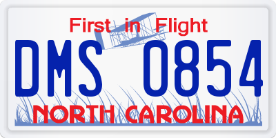 NC license plate DMS0854
