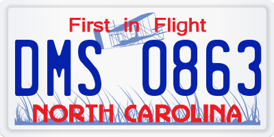 NC license plate DMS0863