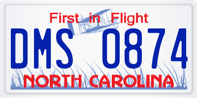 NC license plate DMS0874