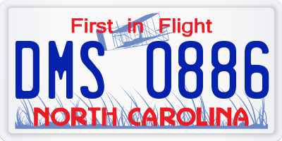 NC license plate DMS0886