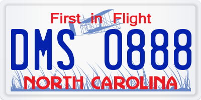 NC license plate DMS0888