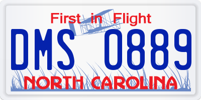 NC license plate DMS0889