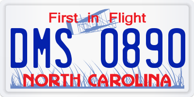 NC license plate DMS0890