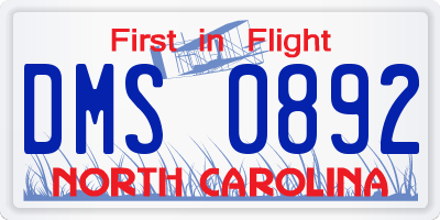 NC license plate DMS0892