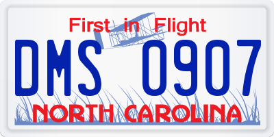 NC license plate DMS0907