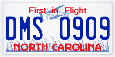 NC license plate DMS0909
