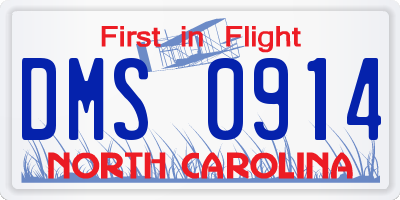 NC license plate DMS0914