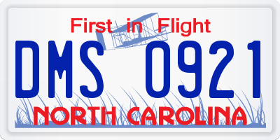 NC license plate DMS0921