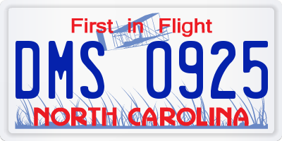 NC license plate DMS0925