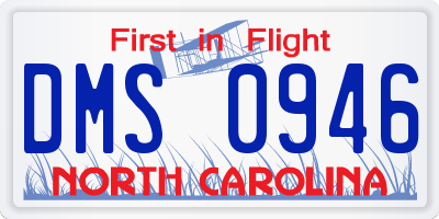 NC license plate DMS0946
