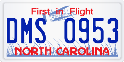 NC license plate DMS0953