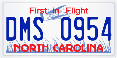 NC license plate DMS0954
