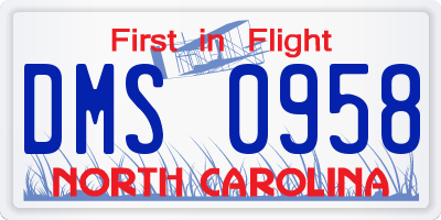 NC license plate DMS0958