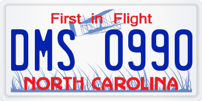 NC license plate DMS0990
