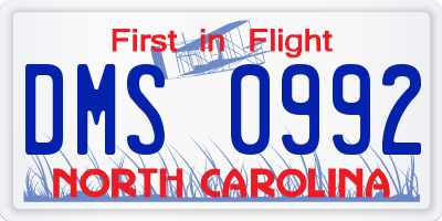 NC license plate DMS0992