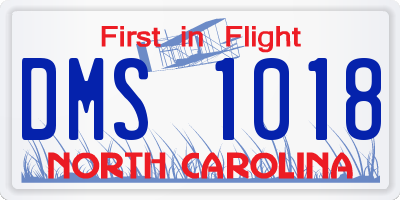 NC license plate DMS1018