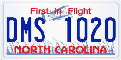 NC license plate DMS1020