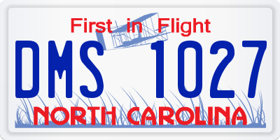 NC license plate DMS1027