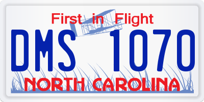 NC license plate DMS1070